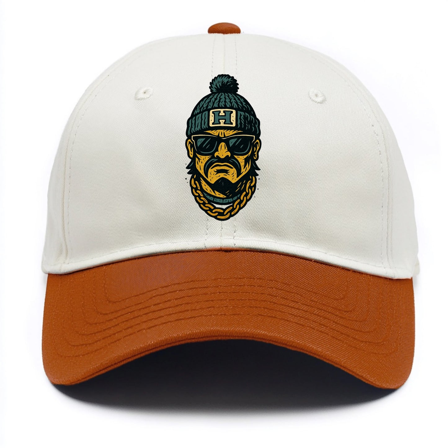 Honolulu Warrior wearing Hawaii beanie with H patch - Two Tone Cap - Orange