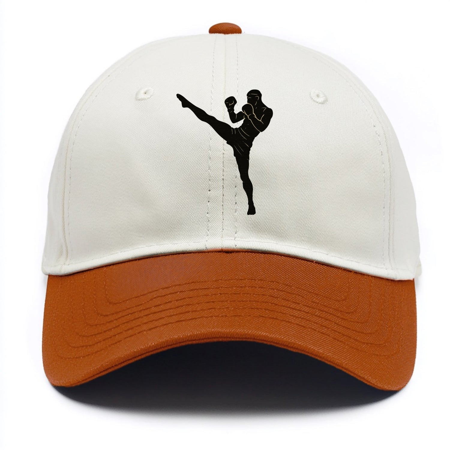 Kickboxer delivering roundhouse kick - Two Tone Cap - Orange
