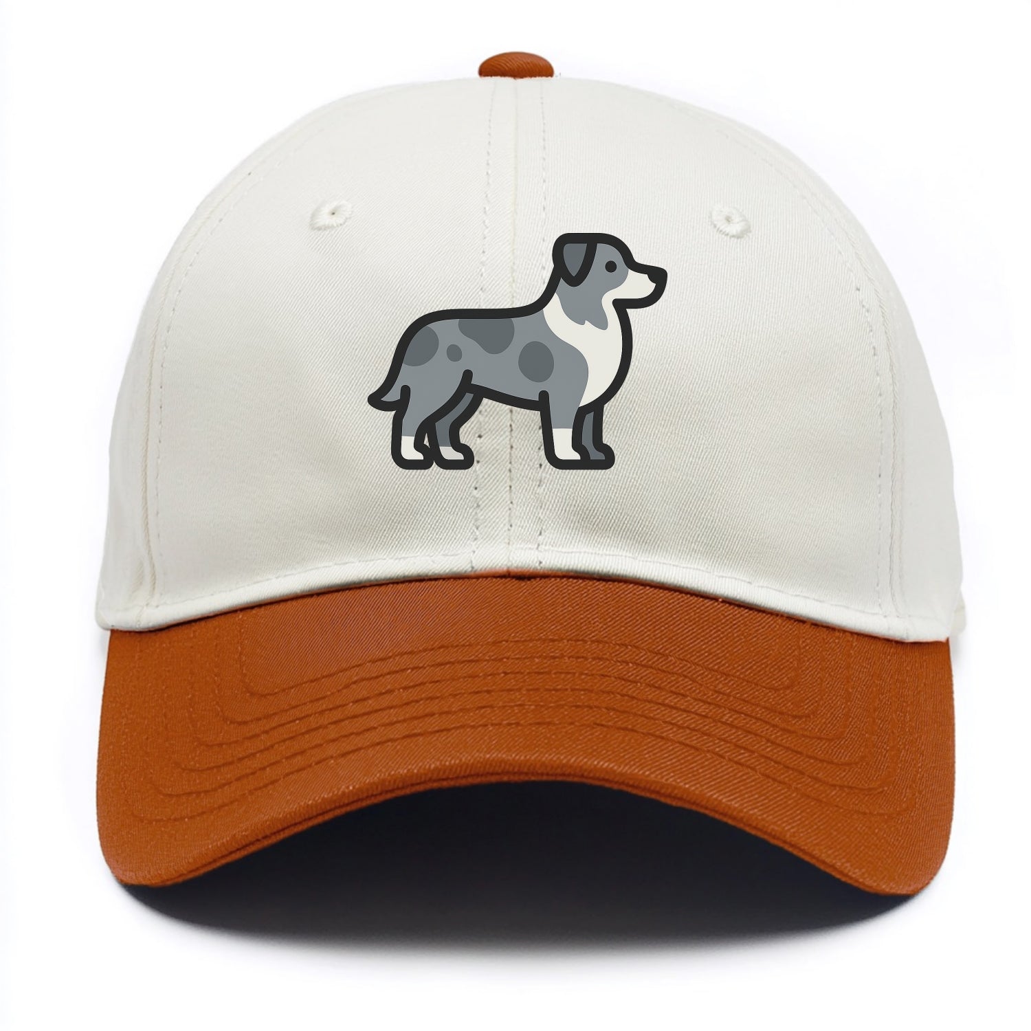 Australian Shepherd - Blue merle flat side profile - Two Tone Cap - Orange