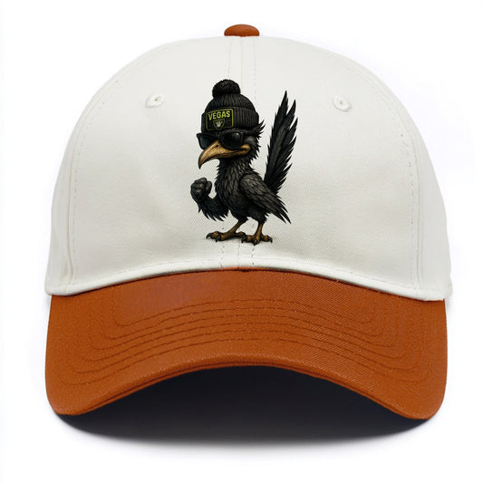 Vegas Roadrunner wearing Raiders beanie with neon patch and wayfarer sunglasses - Two Tone Cap - Orange