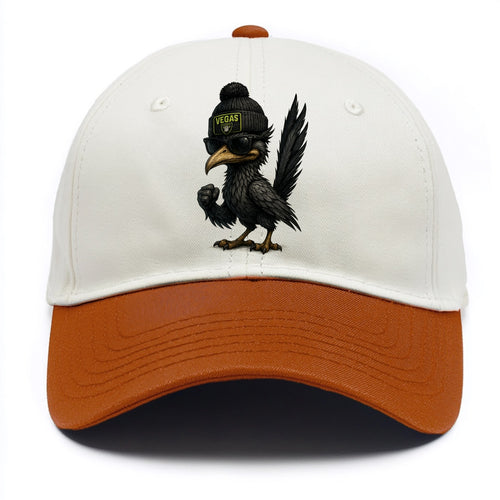 Vegas Roadrunner wearing Raiders beanie with neon patch and wayfarer sunglasses - Two Tone Cap