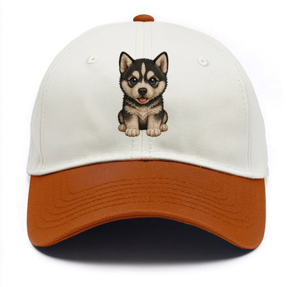 Baby Siberian Husky Puppy - blue or bi-colored eyes, fluffy coat, wolf-like, - Two Tone Cap - Orange