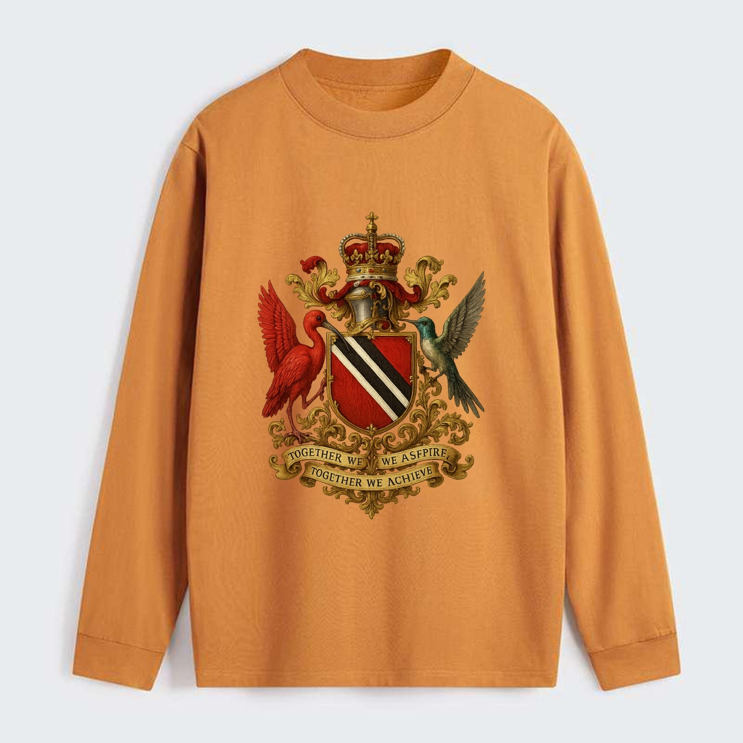 Trinidad Scarlet Ibis Emblem - Classic Long Sleeve Shirt - Orange