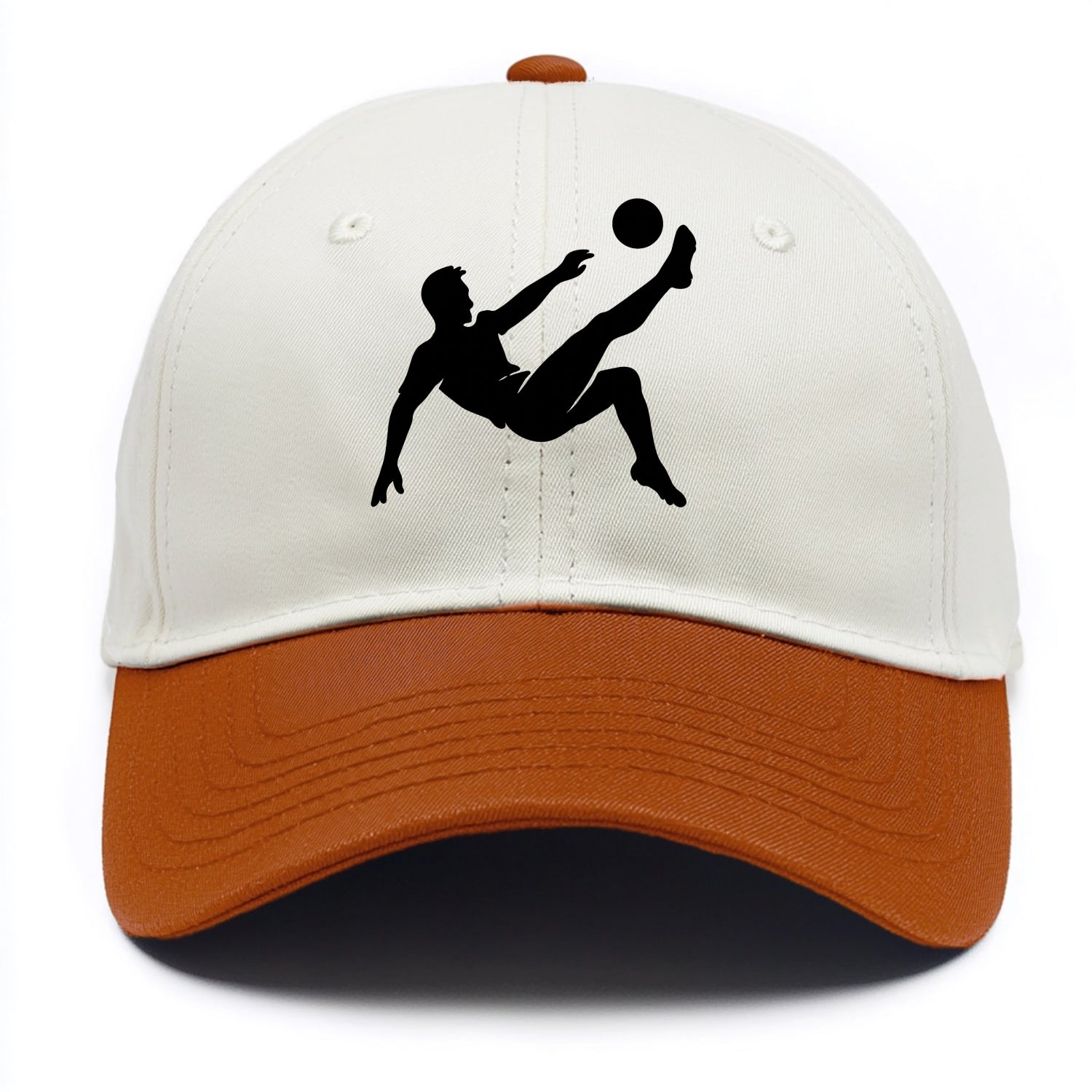 Soccer player kicking ball mid-air - Two Tone Cap - Orange