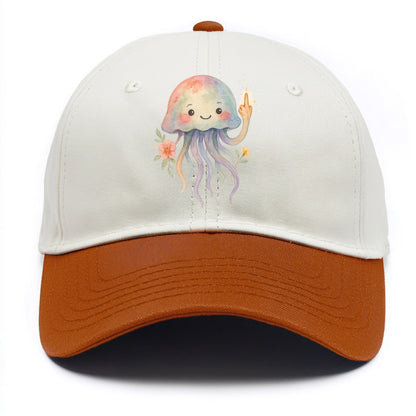 jellyfish with kawaii face and tentacles, one tentacle pointing up defiantly - Two Tone Cap - Orange