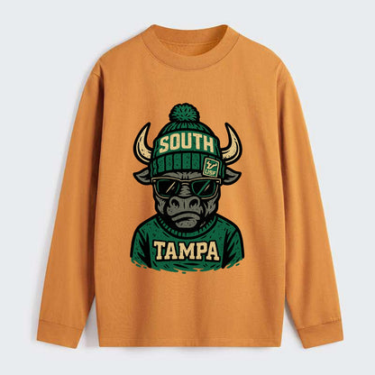 Tampa Bull wearing South Florida beanie with USF patch - Classic Long Sleeve Shirt - Orange