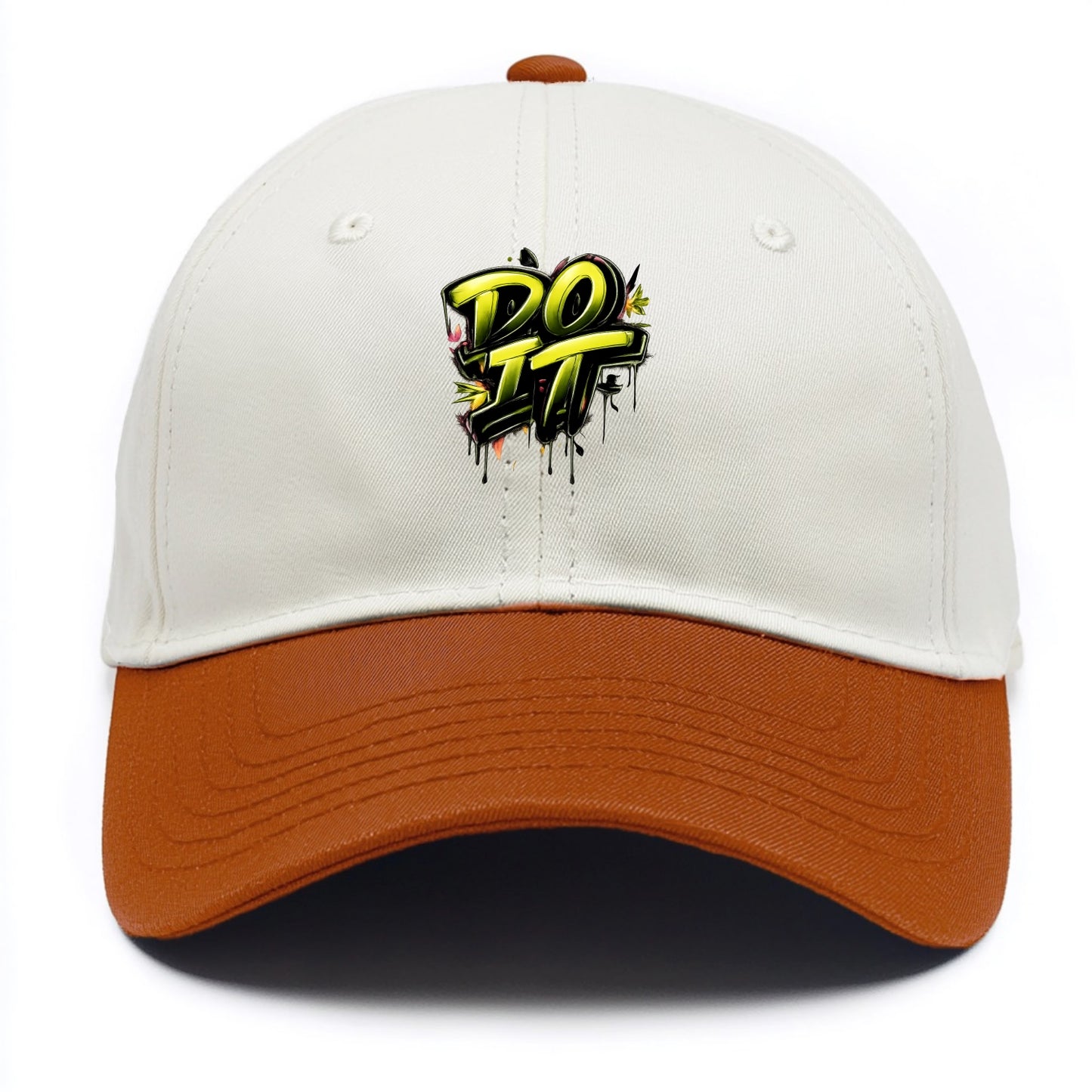 Bold typography design - "DO IT" - just do it, stop waiting - Two Tone Cap - Orange