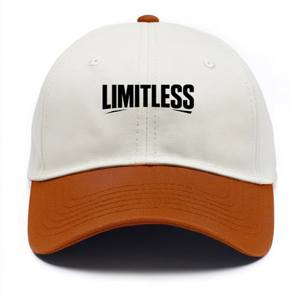 Bold typography design - "LIMITLESS" - no boundaries, infinite potential - Two Tone Cap - Orange