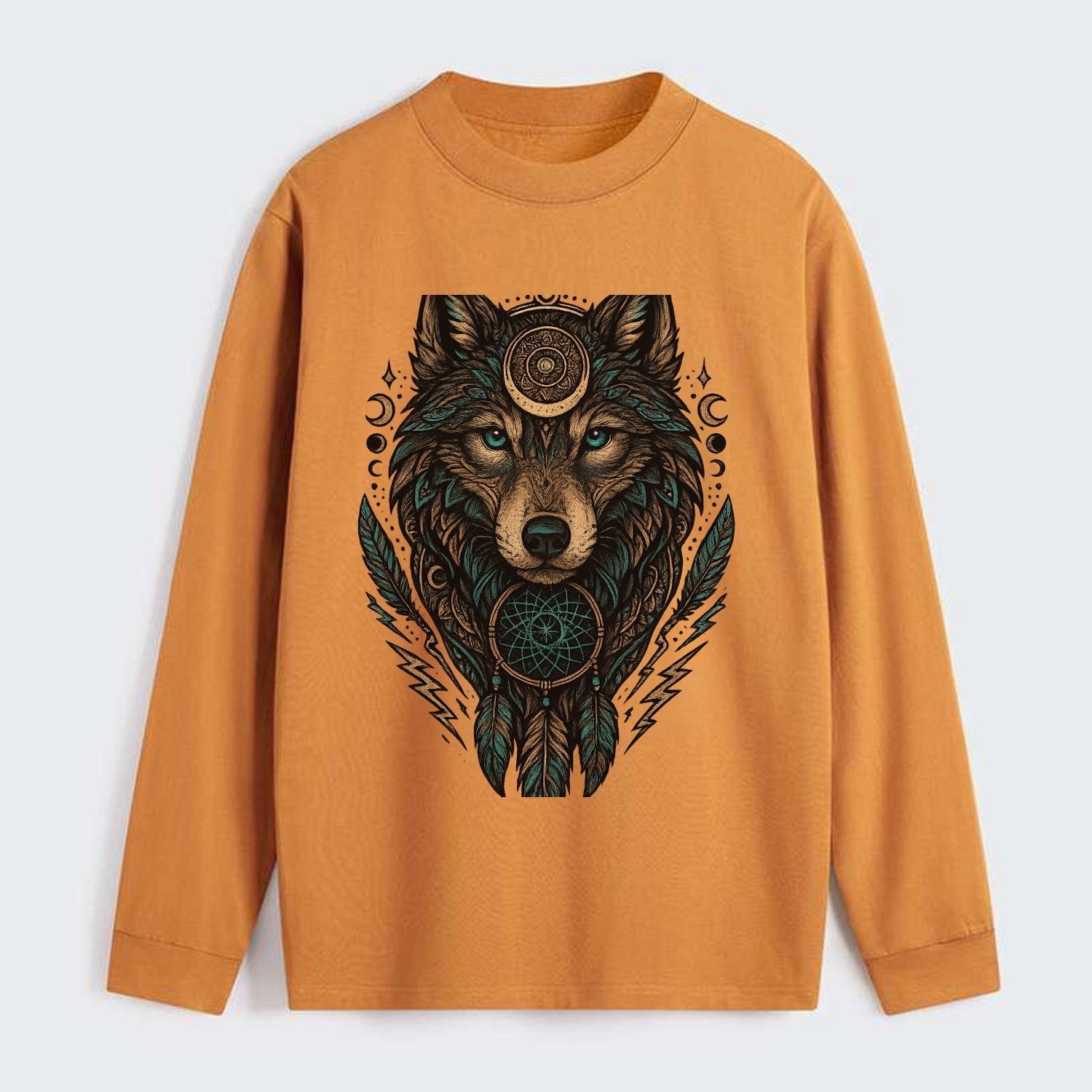 Storm Wolf Thunder  - Classic Long Sleeve Shirt - Orange