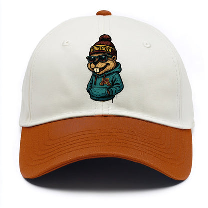 Minneapolis Gopher wearing Minnesota beanie with M patch - Two Tone Cap - Orange