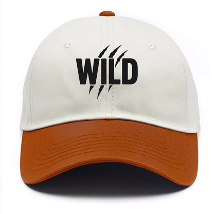 Bold typography design - "WILD" - untamed, natural, free - Two Tone Cap - Orange