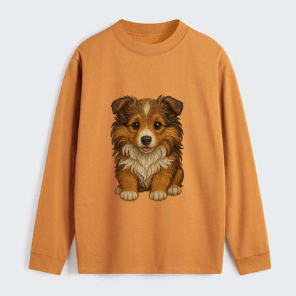 Baby Shetland Sheepdog Puppy - mini collie look, flowing mane, - Classic Long Sleeve Shirt - Orange
