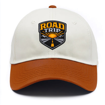 ROAD TRIP - highway and sun in orange and gray , open road - Two Tone Cap - Orange