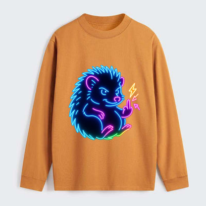 tiny hedgehog curled up slightly, one little paw raised flipping the - Classic Long Sleeve Shirt - Orange