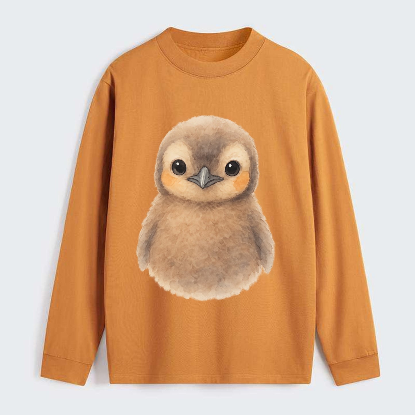Baby King Penguin - orange cheek patches, fluffy brown, large eyes, - Classic Long Sleeve Shirt - Orange