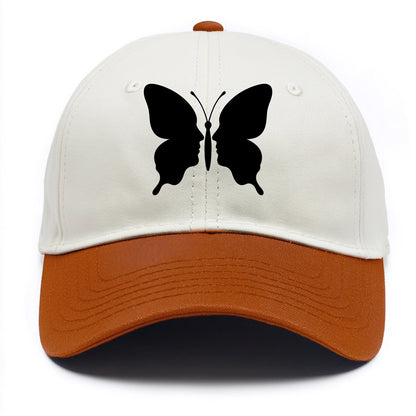 Butterfly wings - negative space reveals hidden faces or patterns - Two Tone Cap - Orange