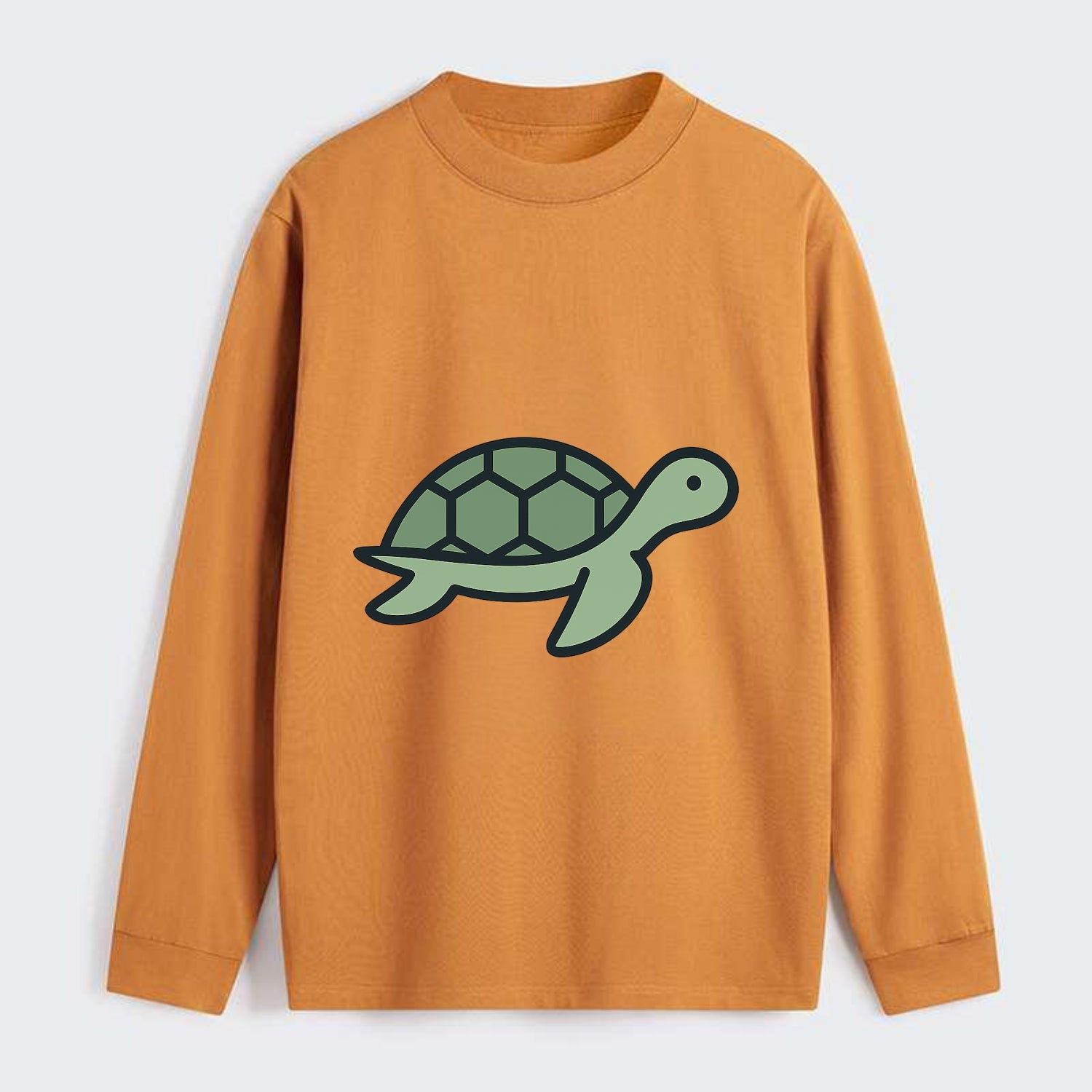 Sea Turtle - Green with shell pattern flat side profile - Classic Long Sleeve Shirt - Orange