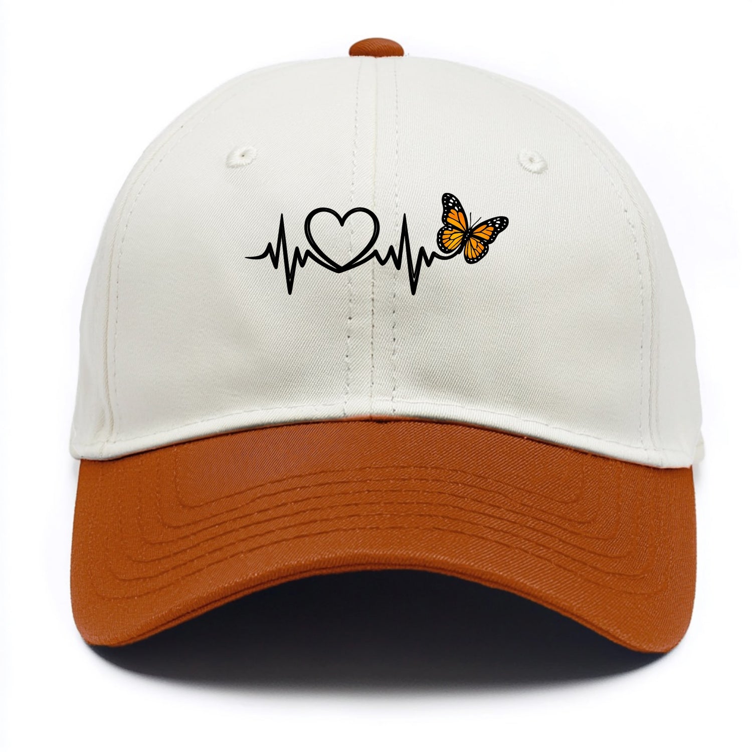 Heartbeat Butterfly - Two Tone Cap - Orange