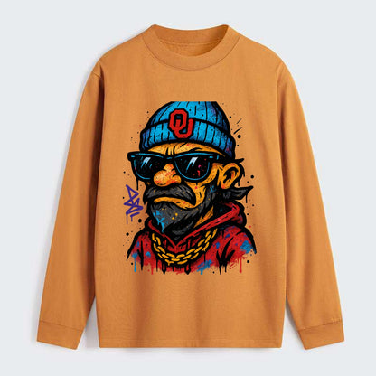 Norman Sooner wearing Oklahoma beanie with OU patch - Classic Long Sleeve Shirt - Orange