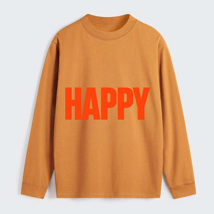 Bold typography design - "HAPPY" - joyful, content, pleased - Classic Long Sleeve Shirt - Orange