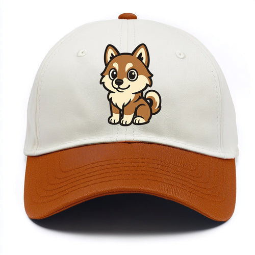 Pomsky - Pomeranian-Husky mix sitting pose - Two Tone Cap