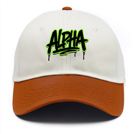 Bold typography design - "ALPHA" - leader of the pack - Two Tone Cap - Orange
