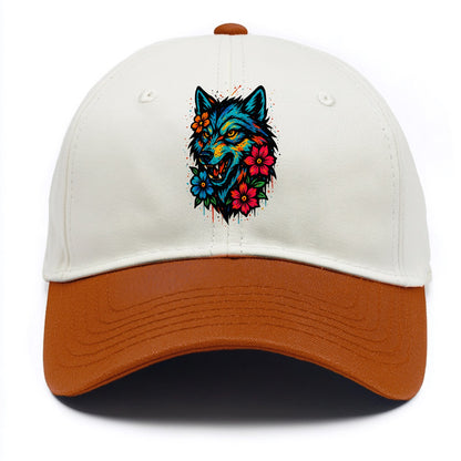 Floral Wolf Garden  - Two Tone Cap - Orange