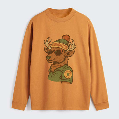 Edmonton Elk wearing Edmonton beanie wit - Classic Long Sleeve Shirt - Orange