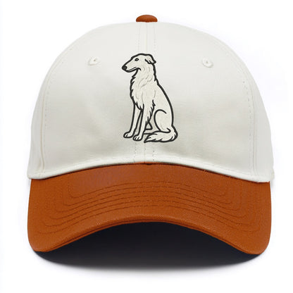 Borzoi - White embroidered sitting pose - Two Tone Cap - Orange