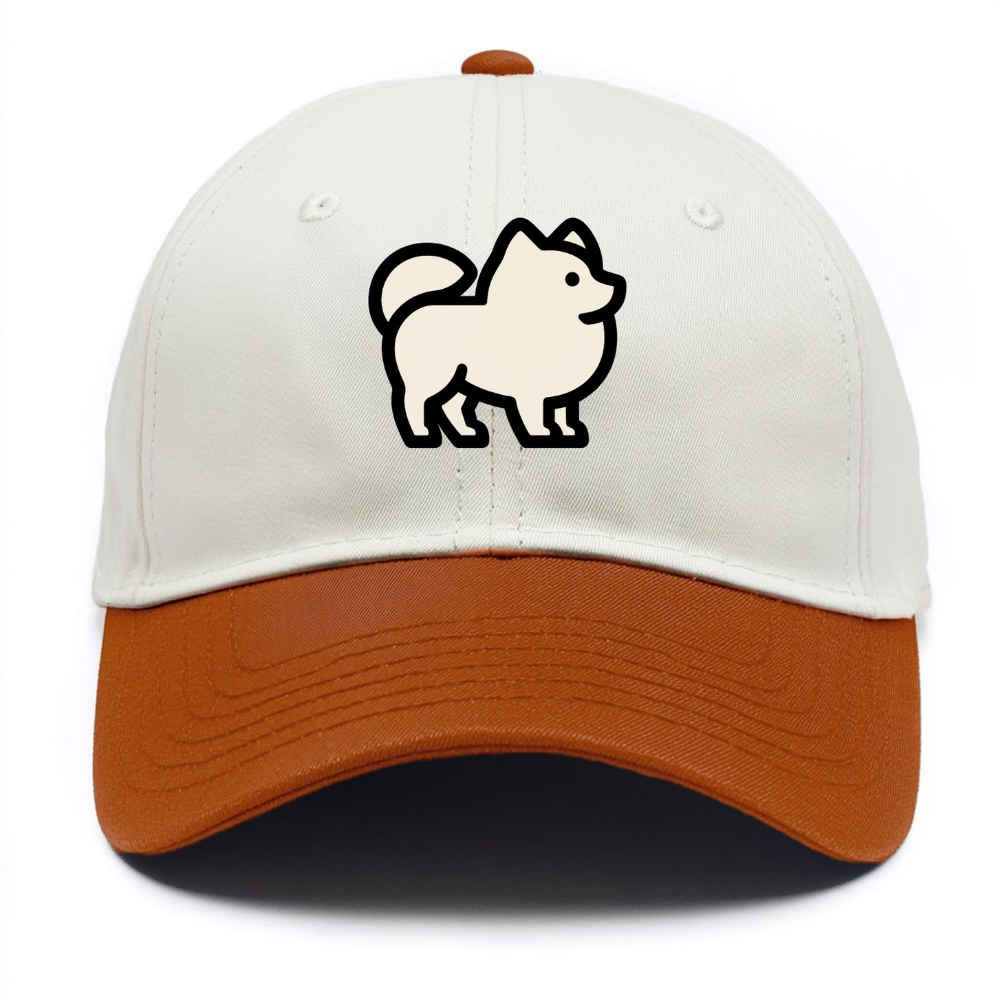 Pomeranian - Modern tiny fluffy logo wit - Two Tone Cap - Orange