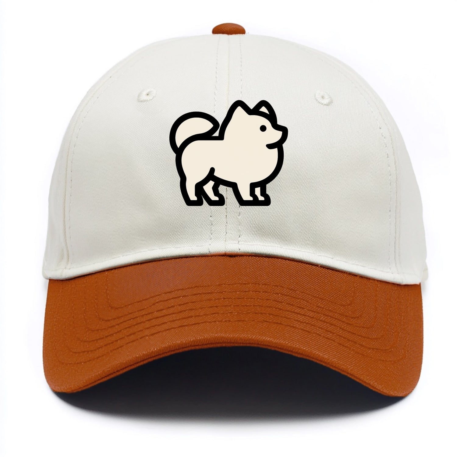Pomeranian - Modern tiny fluffy logo wit - Two Tone Cap - Orange