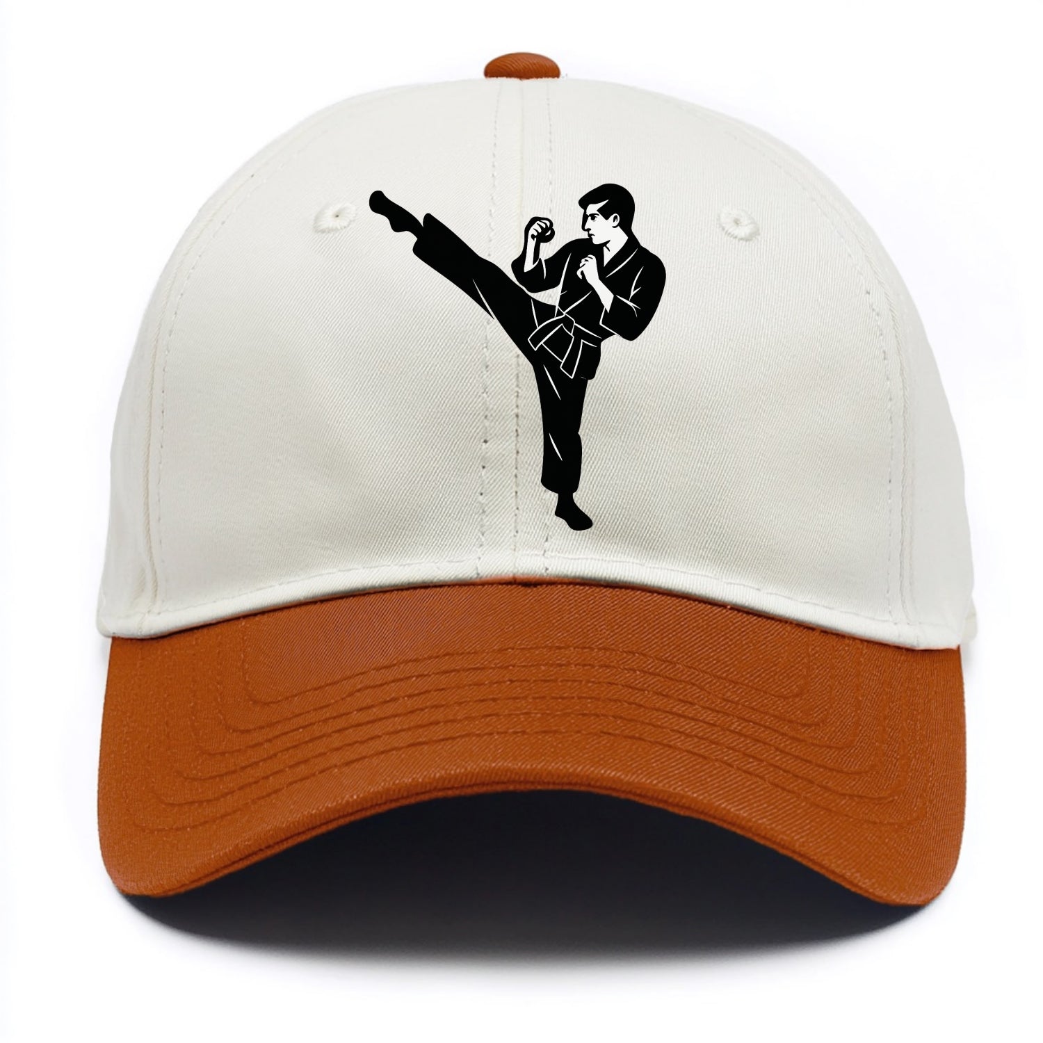 Martial artist performing a high kick - Two Tone Cap - Orange