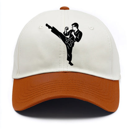 Martial artist performing a high kick - Two Tone Cap - Orange