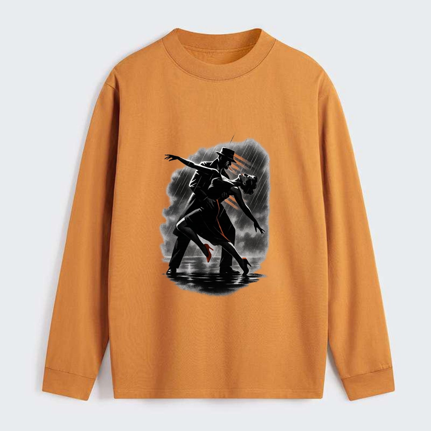romantic dance pose with woman lifted in the air at lakeside - Classic Long Sleeve Shirt - Orange