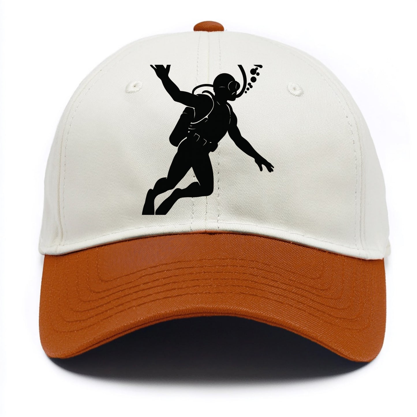 Scuba diver descending with gear - Two Tone Cap - Orange