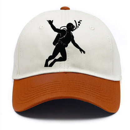 Scuba diver descending with gear - Two Tone Cap - Orange