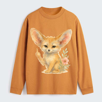 tiny fennec fox with oversized ears, one small paw raised in sass - Classic Long Sleeve Shirt - Orange