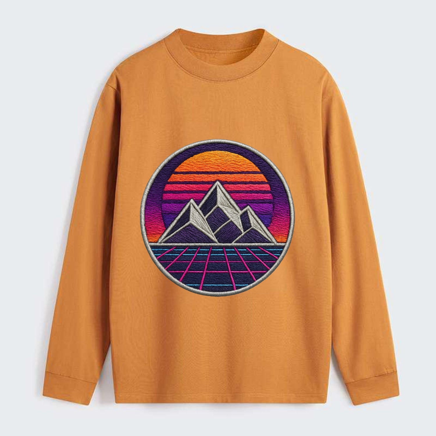 Retrowave Mountains - Classic Long Sleeve Shirt - Orange