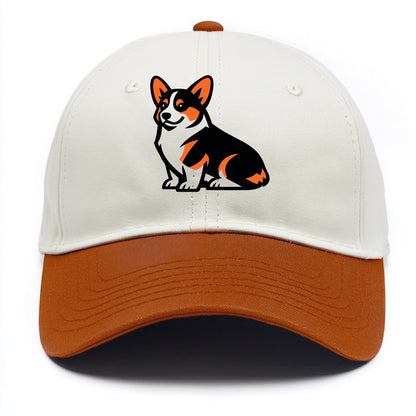 Tricolor Corgi Charm - Two Tone Cap - Orange