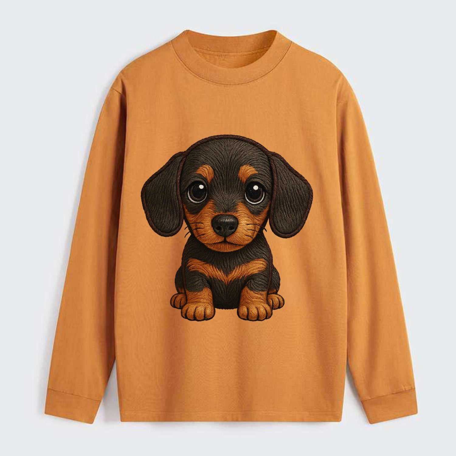 Baby Dachshund Puppy - long body, short legs, floppy ears, curious - Classic Long Sleeve Shirt - Orange