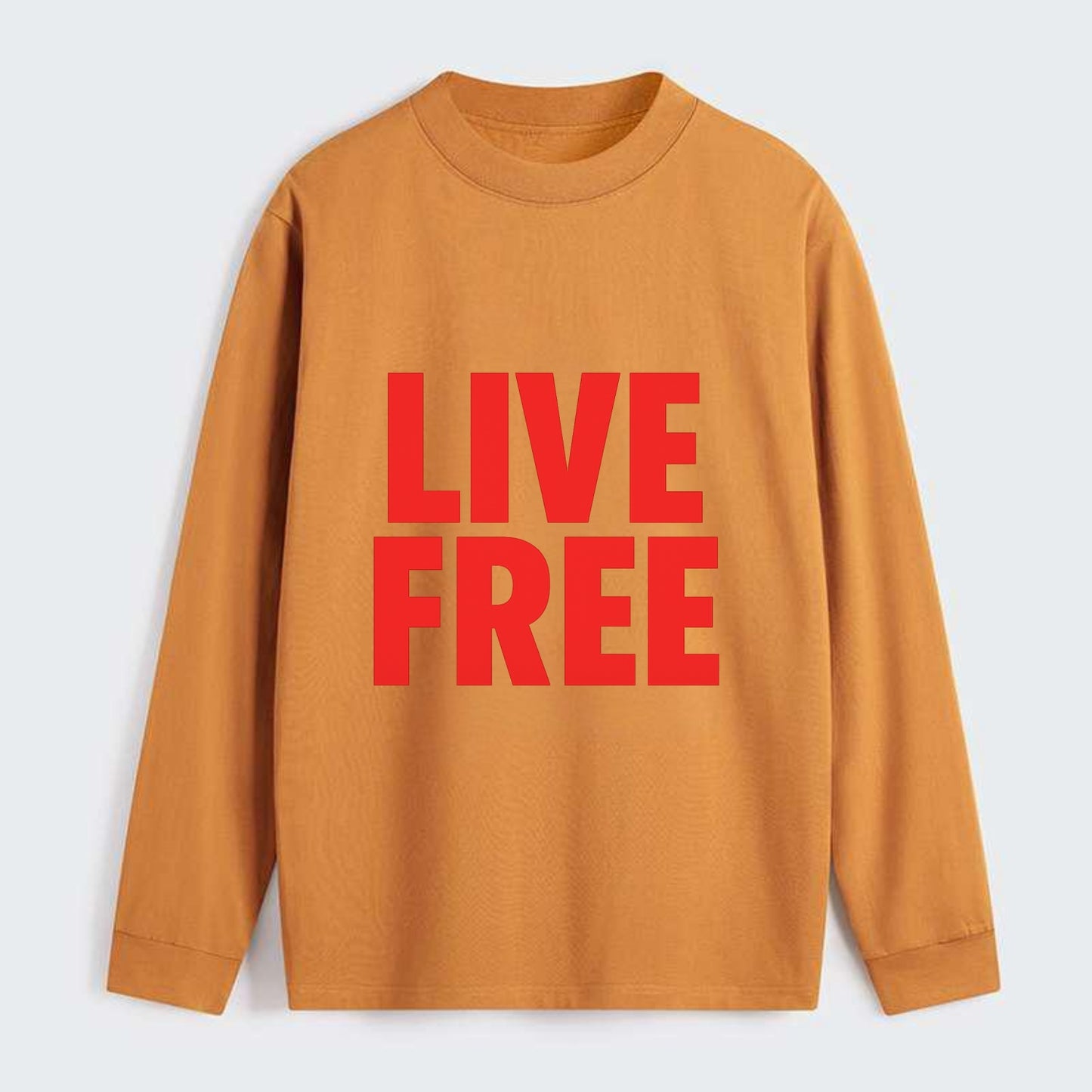 Bold typography design - "LIVE FREE" - unrestricted living - Classic Long Sleeve Shirt - Orange