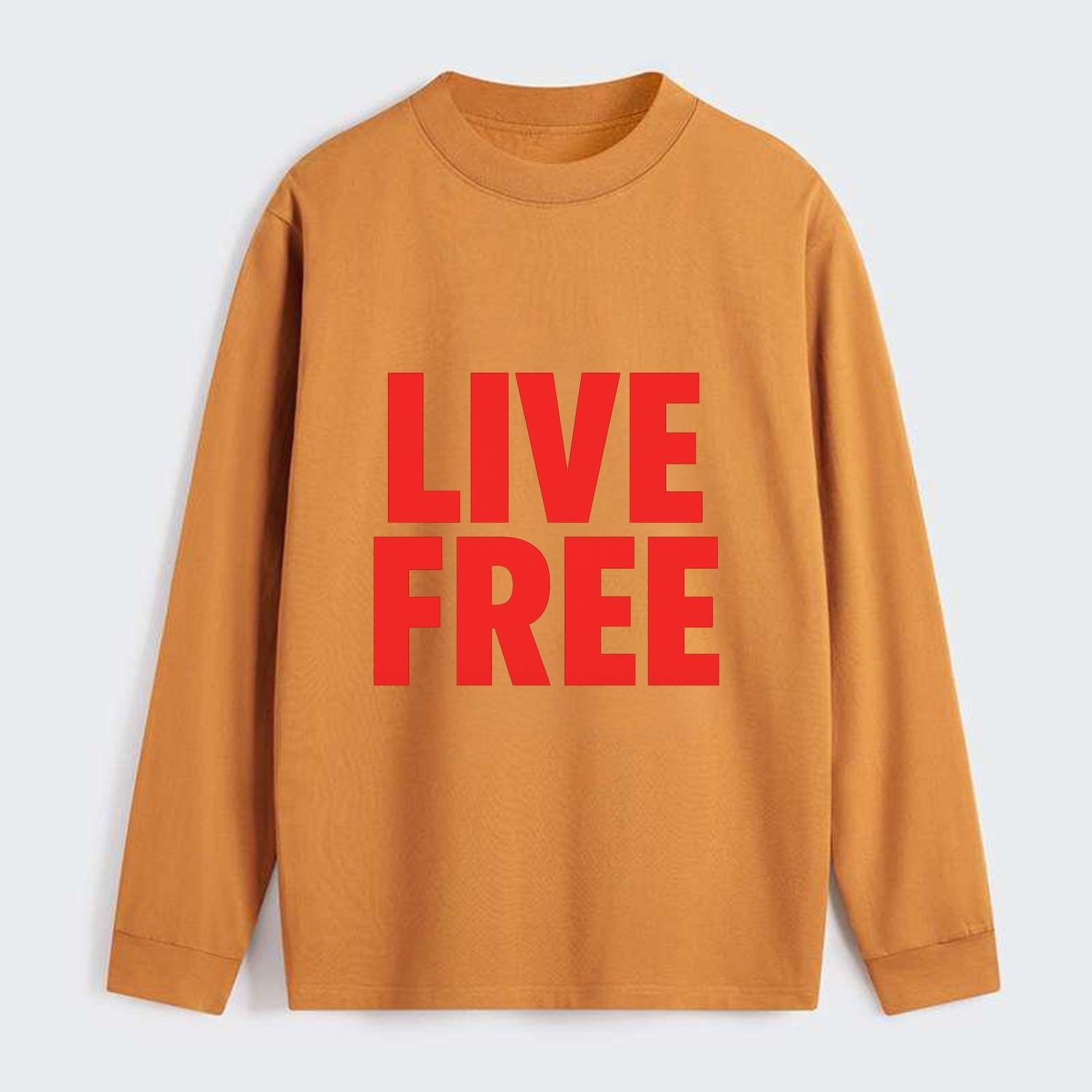 Bold typography design - "LIVE FREE" - unrestricted living - Classic Long Sleeve Shirt - Orange