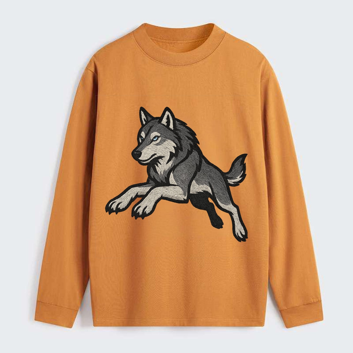 Wolf Leaping Action  - Classic Long Sleeve Shirt - Orange