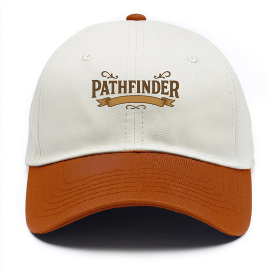 Bold typography design - "PATHFINDER" - finding the way, leading others - Two Tone Cap - Orange