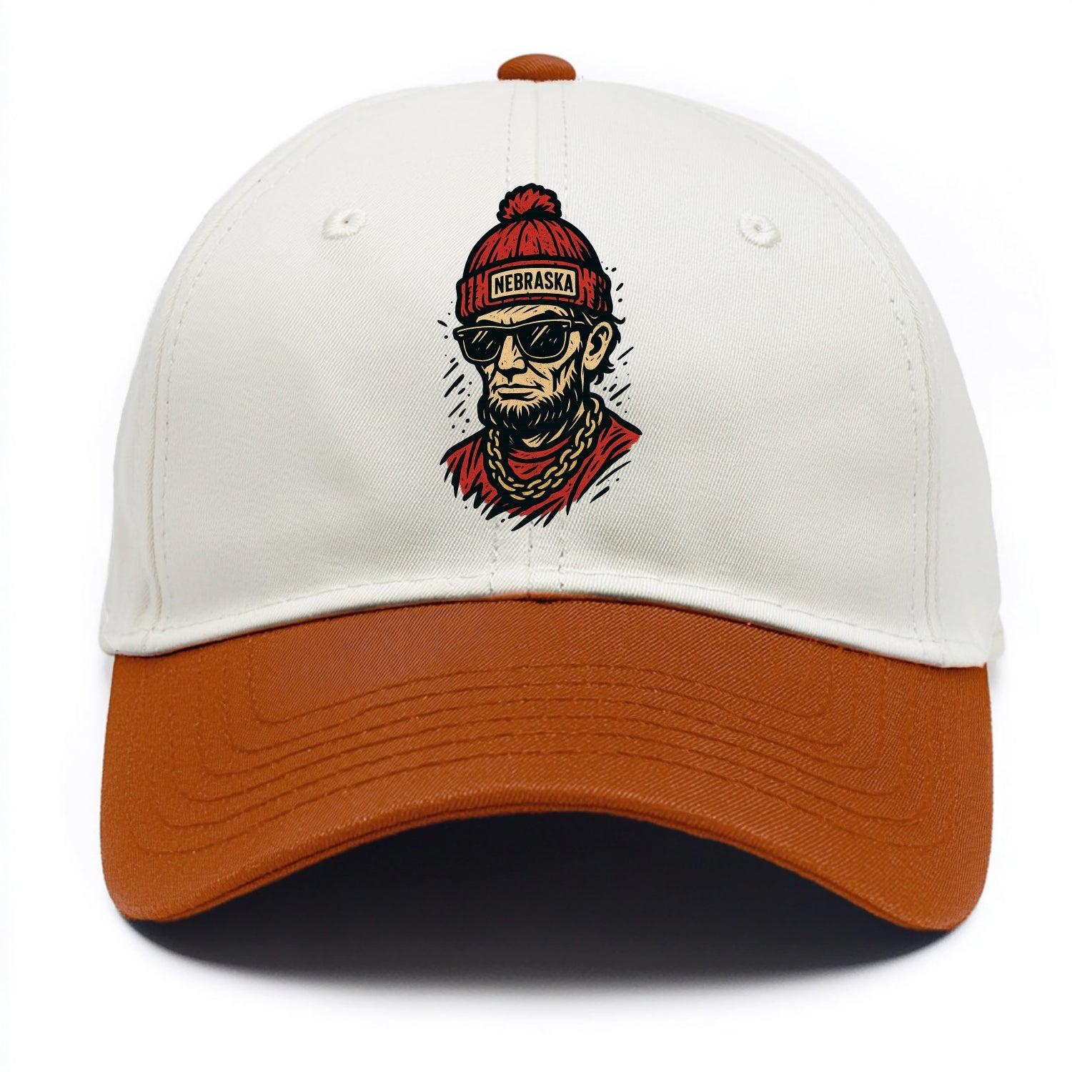 Lincoln Cornhusker wearing Nebraska bean - Two Tone Cap - Orange