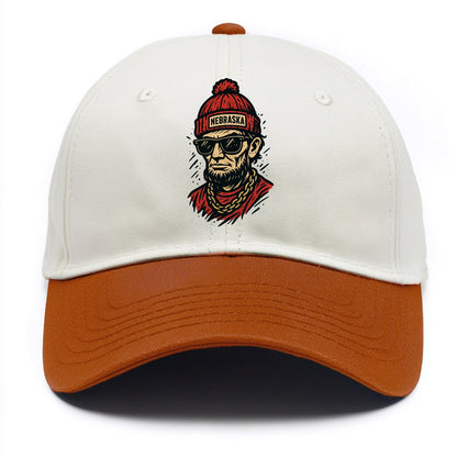 Lincoln Cornhusker wearing Nebraska bean - Two Tone Cap - Orange