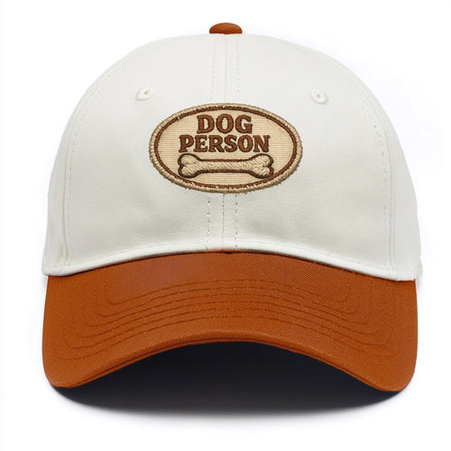 DOG PERSON - simple text with bone in brown , team dog - Two Tone Cap