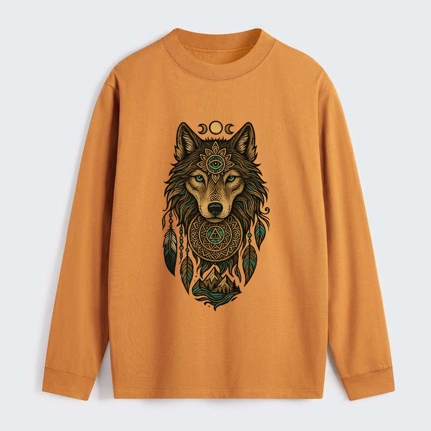 Tattoo Wolf Flash  - Classic Long Sleeve Shirt - Orange