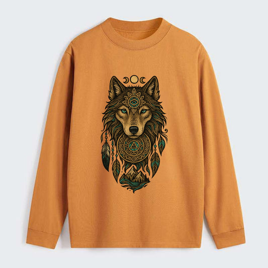 Tattoo Wolf Flash  - Classic Long Sleeve Shirt - Orange