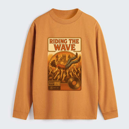 Crowd surfing at packed concert - "Riding the Wave" - concert energy - Classic Long Sleeve Shirt - Orange